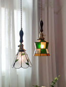 Axyaa Retro Pastoral Stained Glass Pendant Chandelier