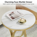 Axyaa White Gold Round End Table Modern Small Coffee Accent Bedside C Table