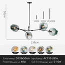 Axyaa Glass Pendant Chandelier LED Branch Ceiling Light - Modern Design