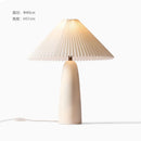 Axyaa White/Green Ceramic Table Lamp with LED Light & Pleated Lampshade