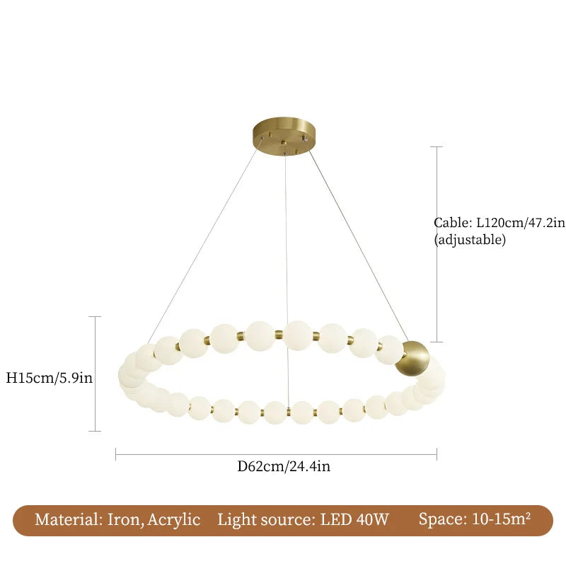 Axyaa White Ball Pendant Chandelier - Luxury LED Ceiling Light for Home Decor