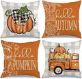 Axyaa Buffalo Check Print Linen Pillow Cover 45x45 for Fall Thanksgiving Decor