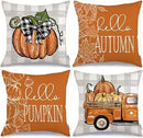 Axyaa Buffalo Check Print Linen Pillow Cover 45x45 for Fall Thanksgiving Decor