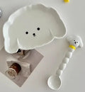 Axyaa Puppy Cartoon Ceramic Dish Set - Children's Tableware & Spoon