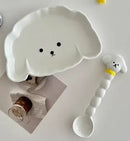 Axyaa Puppy Cartoon Ceramic Dish Set - Children's Tableware & Spoon