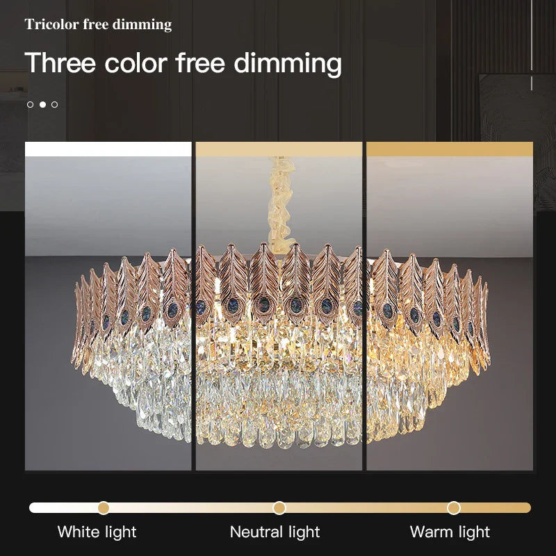 Axyaa Crystal Chandelier: Elegant Master Bedroom & Living Room Light