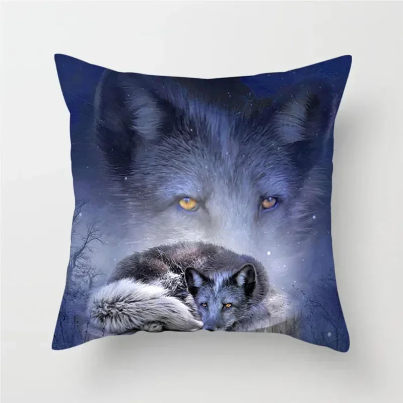 Axyaa Wildlife Wolf Decorative Pillow Sleeve for Home and Office Décor