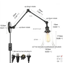Axyaa Industrial Clear Glass LED Wall Lamp Pull Chain Switch Vintage Style