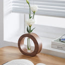 Axyaa Wood Decoration Hydroponic Mini Glass Vase for Living Room Flower Arrangement