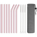 Axyaa Glass Bubble Tea Straws Set with Brush - Party Home Bar Accessories