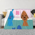 Axyaa Dino Dog & Rabbit Plaid Blanket - Furry Warm Faux Fur Throw