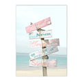 Beach Flamingo Canvas Wall Art by Axyaa - Sea Wave Starfish Shell, Palm Tree, Pineapple