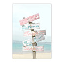 Beach Flamingo Canvas Wall Art by Axyaa - Sea Wave Starfish Shell, Palm Tree, Pineapple