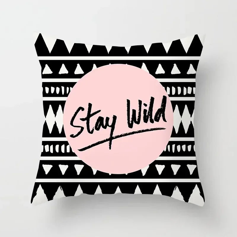 Geometric Black Yellow Cushion Covers - Axyaa Modern 18" Throw Pillow Case