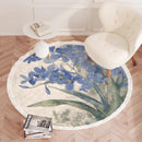 Axyaa Plush Flower Pattern Round Carpet: Soft Bedroom Rug for Living Room Décor