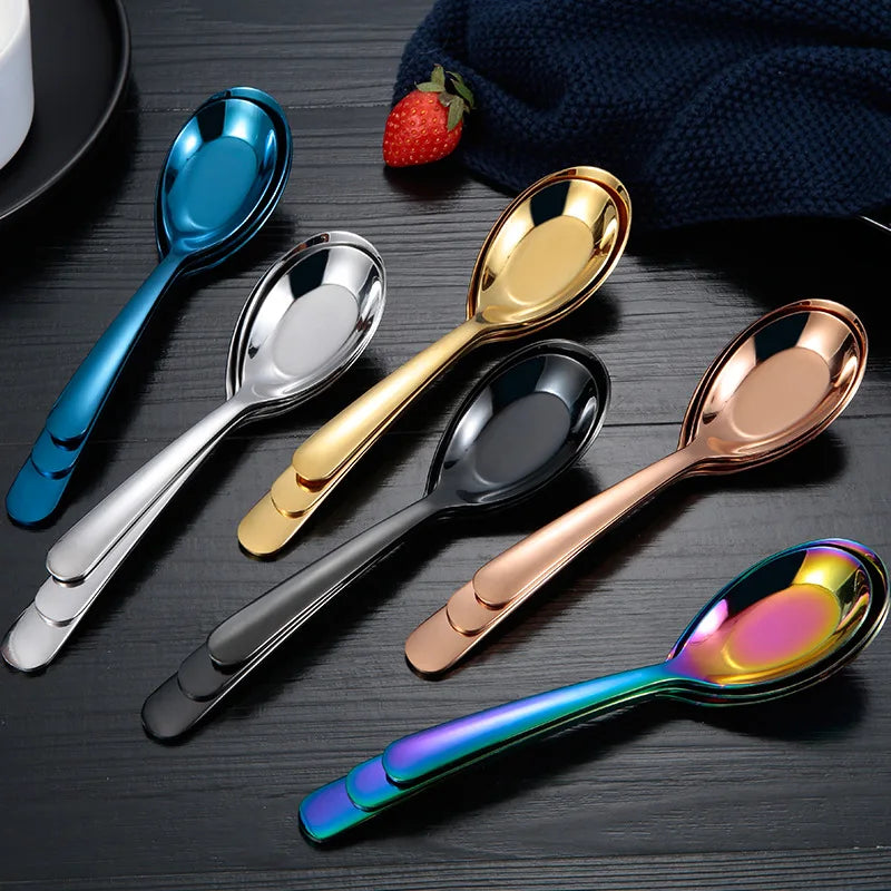 Axyaa Stainless Steel Long Handle Soup Spoon Ice Cream Teaspoons Coffee Spoons