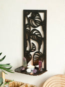 Black Gothic Leaf Pattern Wall Shelf by Axyaa - Crystal Display for Home Decor