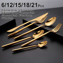 Axyaa 21 Piece Gold Cutlery Set - Stainless Steel 304 Elegant Tableware