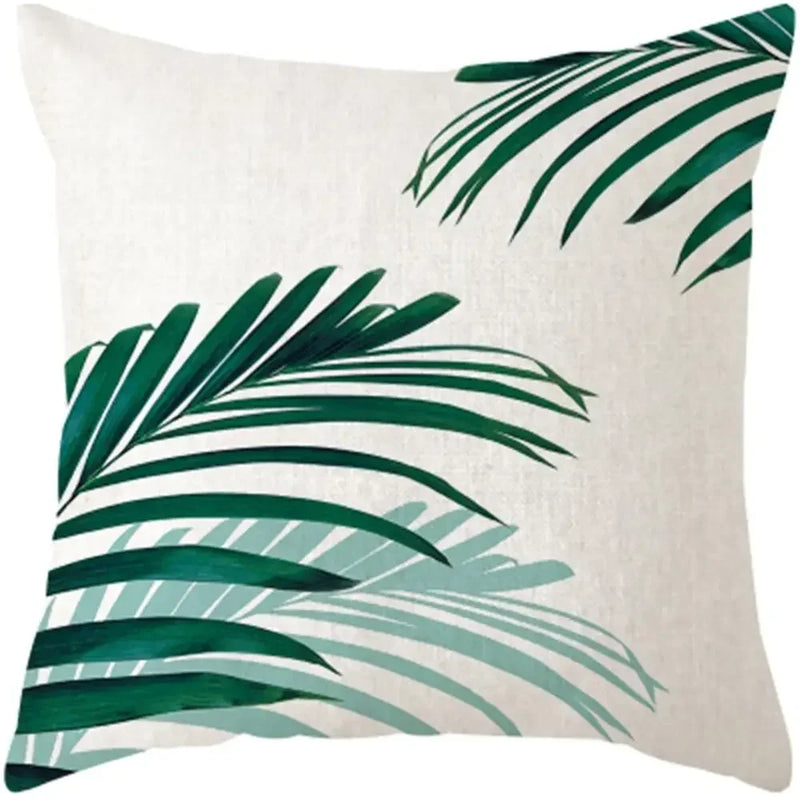 Axyaa Plants Print Linen Cushion Cover for Stylish Home Decor 45*45cm