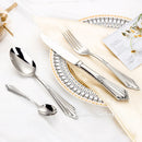 Axyaa Gold Plated Stainless Steel Cutlery Set - Knife Fork Spoon Flatware Mirror Dinnerware