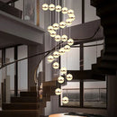 Axyaa Gold LED Acrylic Chandelier - Minimalist Round Ball Staircase Lighting