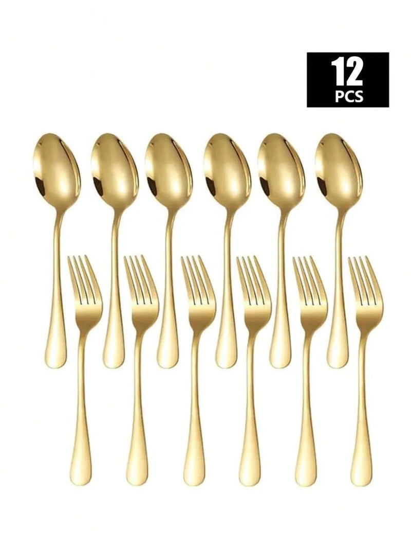 Axyaa Stainless Steel Fork and Spoon Set - Ideal for Home, Restaurant, Wedding, Party
