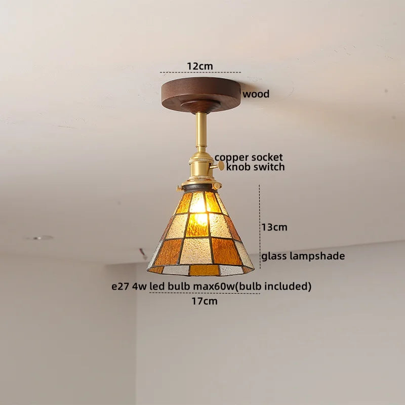 Axyaa Green Glass LED Ceiling Lights for Modern Indoor Lighting