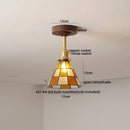 Axyaa Amber Glass LED Ceiling Light Fixture with Wood Canopy - Modern Home Lighting