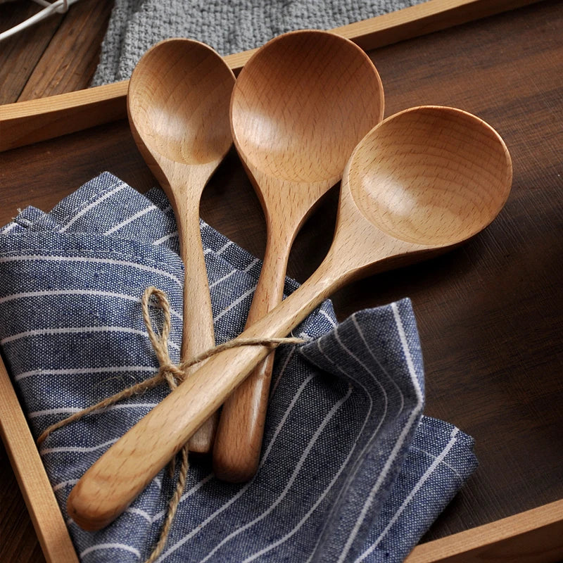 Axyaa Wooden Spoon Set: Eco-Friendly Kitchen Utensils for Mixing, Serving, Stirring