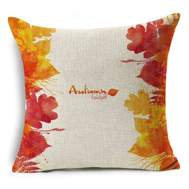 Axyaa Autumn Print Style Thanksgiving Pillow Case - Decorative Plant Cushion Cover