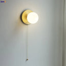 Axyaa Glass Ball LED Wall Light with Pull Chain Switch - Copper Finish