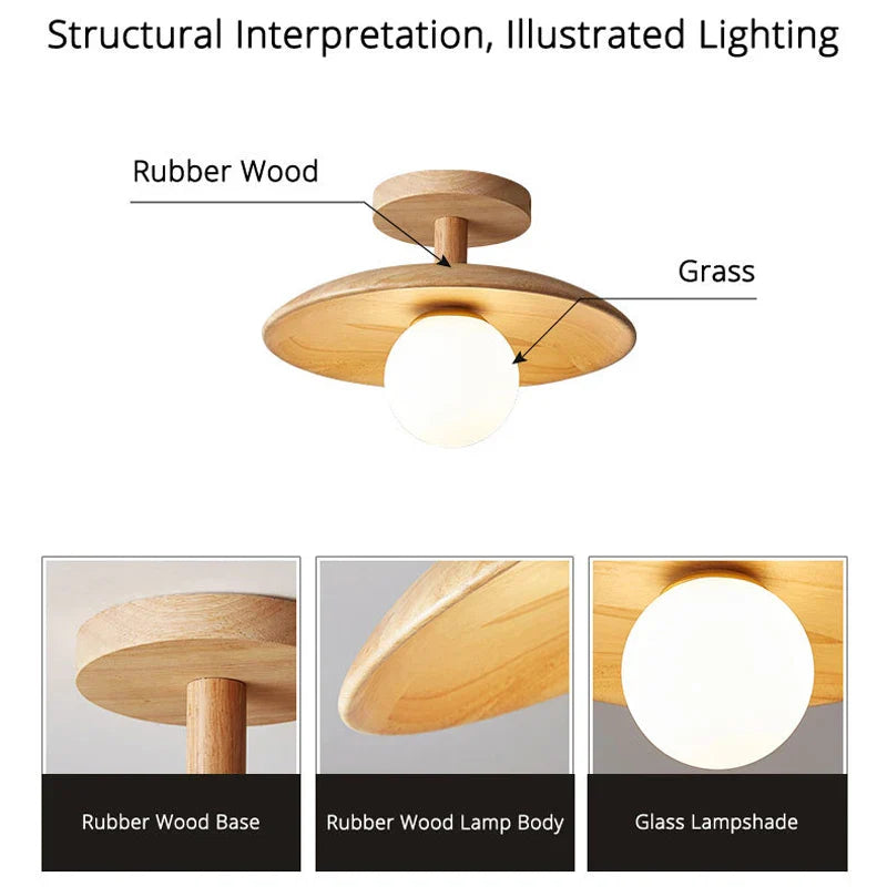 Axya Wood Ceiling Light: Nordic LED Lighting for Corridor, Aisle, Balcony