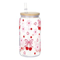 Axyaa 16oz Cherry Bow Plastic Cup with Straw Lid - Holiday Drinkware Gift