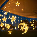 Axyaa LED Star Moon Curtain Lights - Warm White Outdoor Fairy String