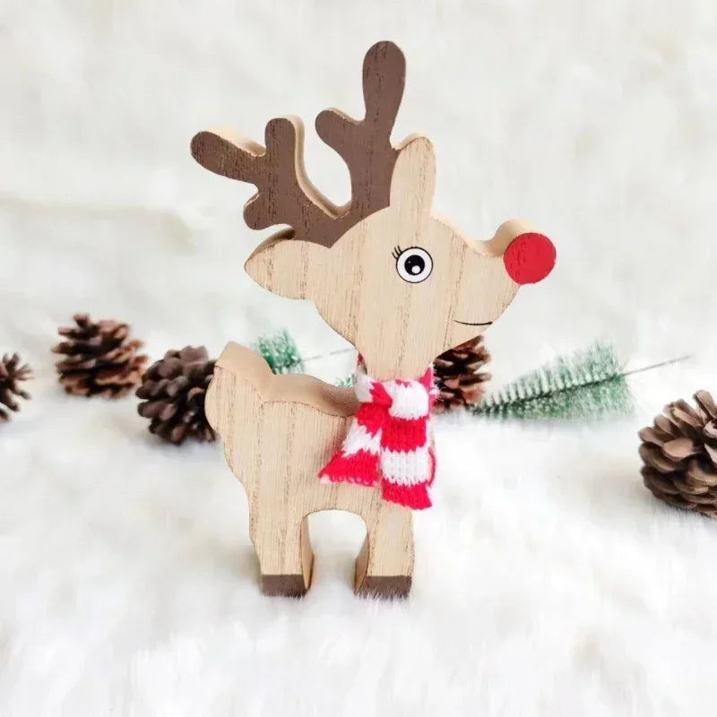 Axyaa Christmas Wooden Deerlet Ornaments Holiday Decor Craft Gift