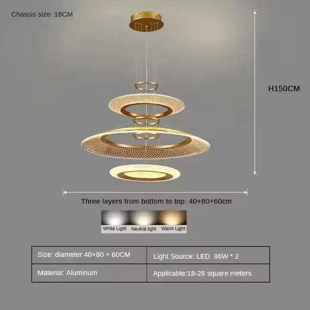 Axyaa Aluminum LED Pendant Lamp: Modern, Simple Design for Living & Dining Rooms