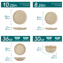 Axyaa Stoneware Dinnerware Set with Light-Brown Reactive Glaze, 12/16/18/24 Piece Option