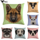 Cartoon Dog Cushion Cover by Axyaa - Linen Pet Pillow for Home Office Sofa Decor