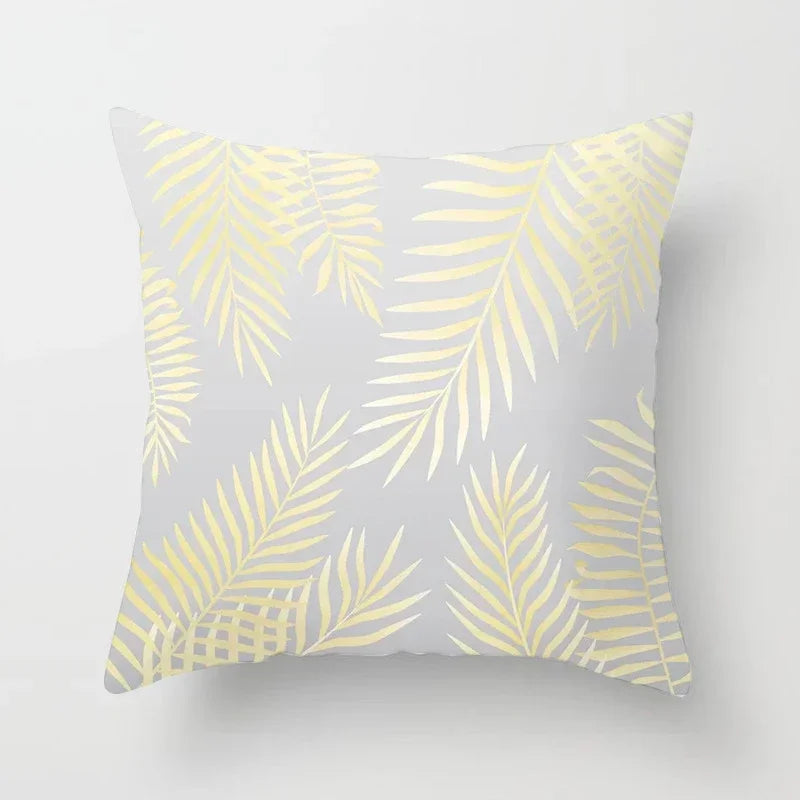 Axyaa Rose Gold Pink Palm Pillowcase 45x45cm Tropical Plants Cushion Cover
