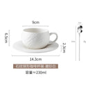 Axyaa Matte Stone Grain Ceramic Coffee Cup Set with Exquisite Camellia Design