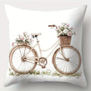Axyaa Flower Bicycle 4pcs Sofa Pillow Case Set, 45x45cm, Single-Sided Print