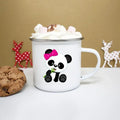 Axyaa Panda Print Enamel Coffee Tea Cup Cute Kawaii Mugs Drinkware Unique Gift