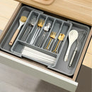 Axyaa Kitchen Cutlery Organizer: Adjustable Plastic Utensil Tray for Knives and Forks
