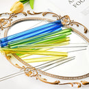 Axyaa Glass Straws Set of 6 with Cleaning Brushes | Reusable Colourful Drinking Straws