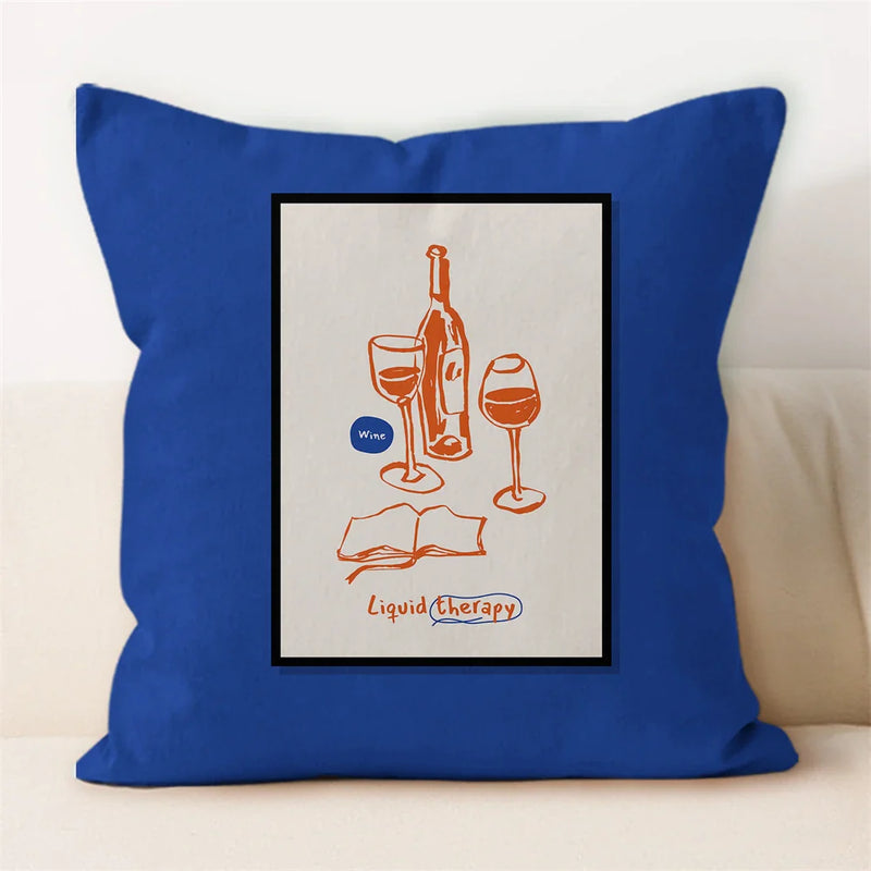 Axyaa Line Art Coffee Cushion Cover for Home & Car Decor