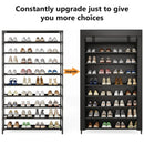 Axyaa 10 Tier Shoe Rack with Cover: Black Shoe Organizer Stand for 50 Pairs