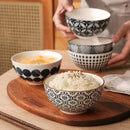 Axya Ceramic Rice Bowl Set - Family Dinner Soup Gift Box, Retro Design