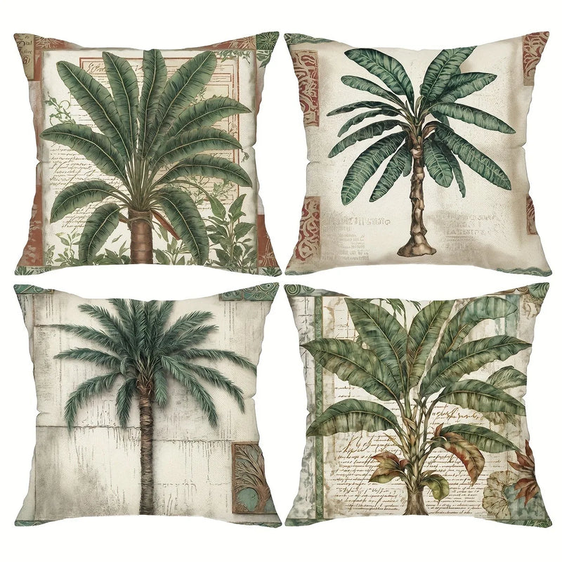Axyaa Retro Tropical Plant Leaf Tree Print Pillowcase for Home Room Decoration