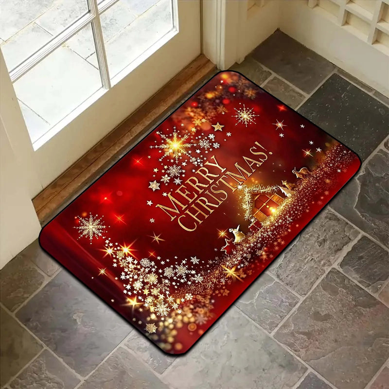 Axyaa Merry Christmas Welcome Door Mat - Non-Slip, Absorbent for Home, Bathroom & Kitchen