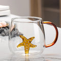Axyaa Glass Handle Cartoon Animal Mug - High Borosilicate Juice Cup